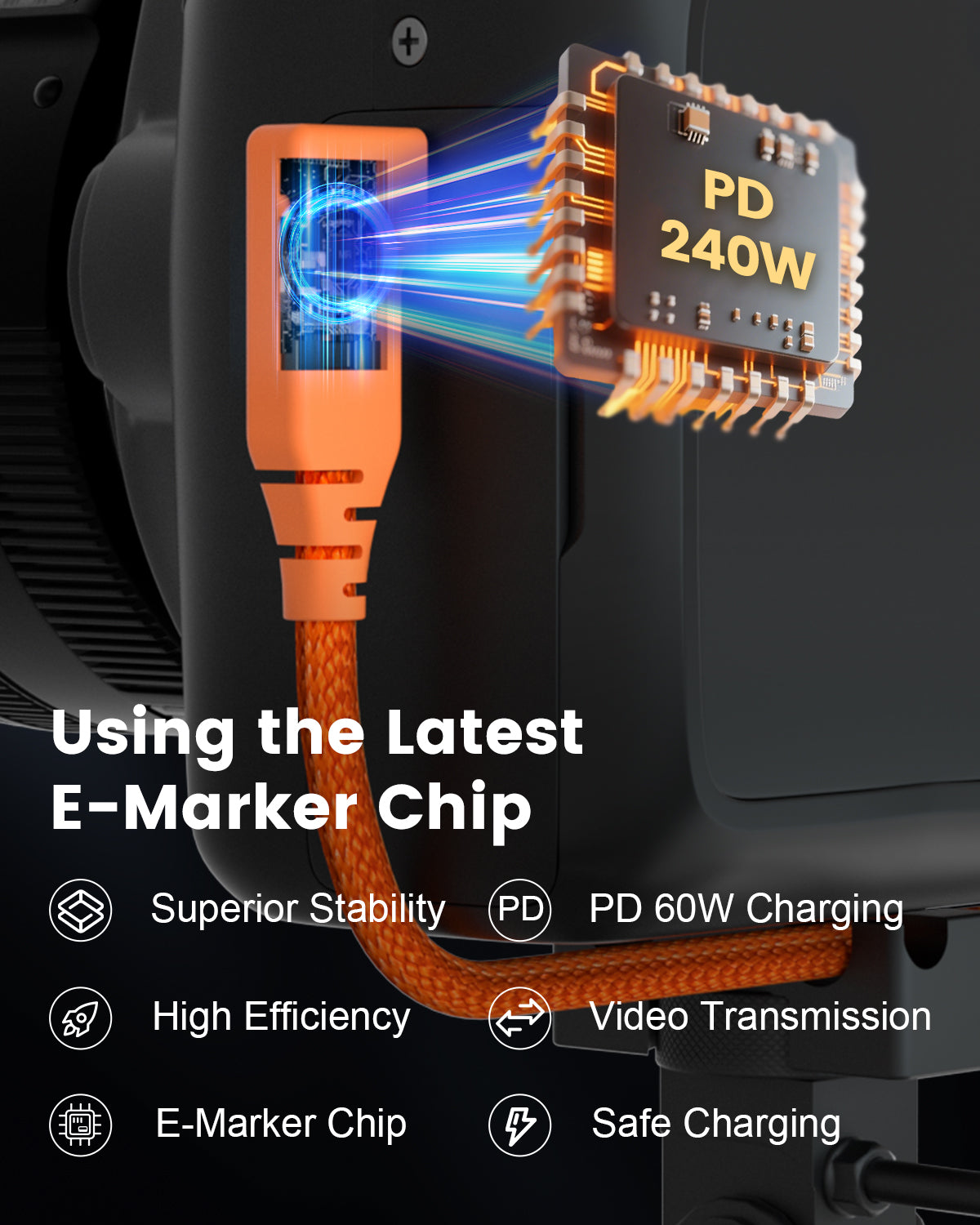 Right Angle USB C Tethering Cable for Fast Transfer and Connection Between Camera and Computer