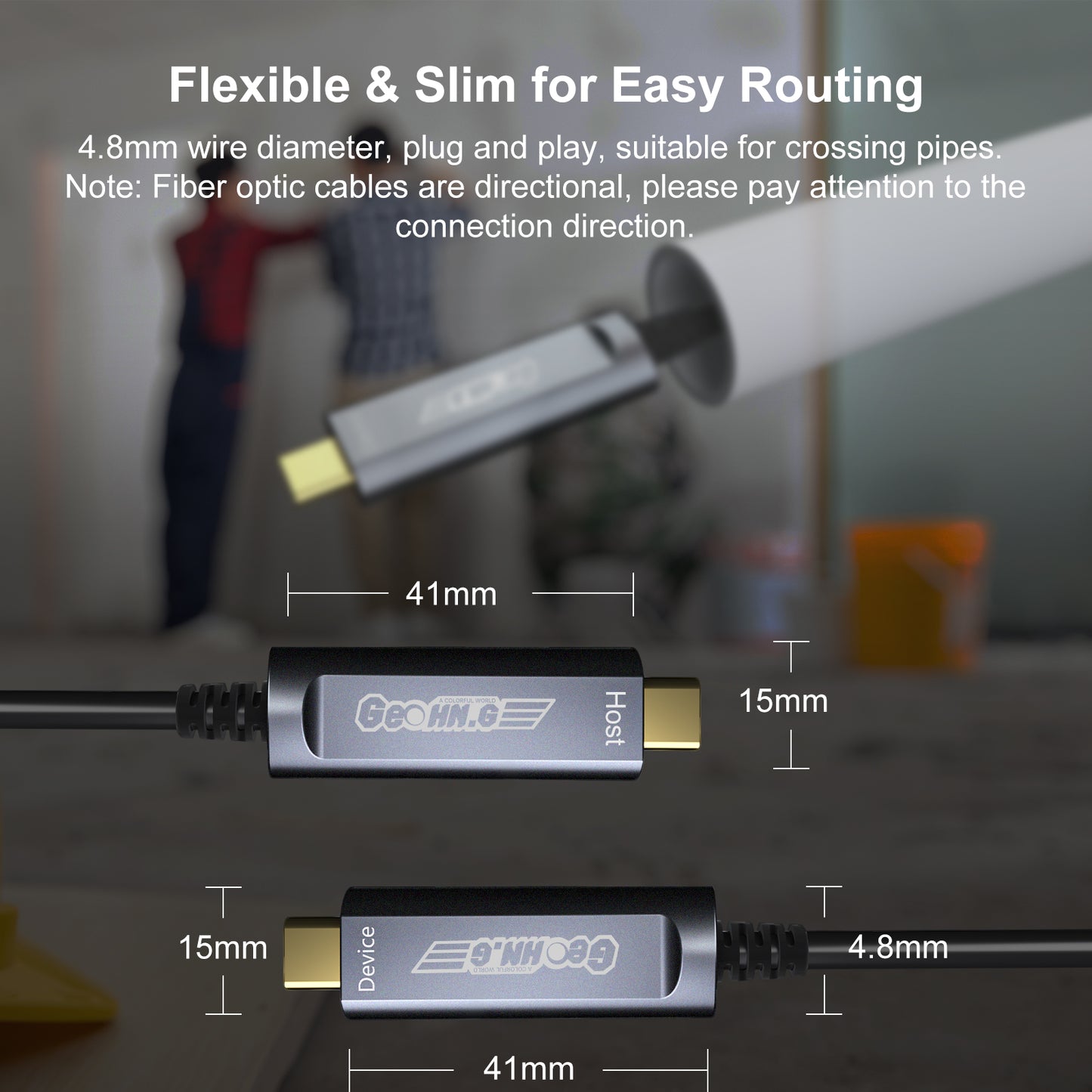 Fiber Optic USB C to USB C Cable - Grey