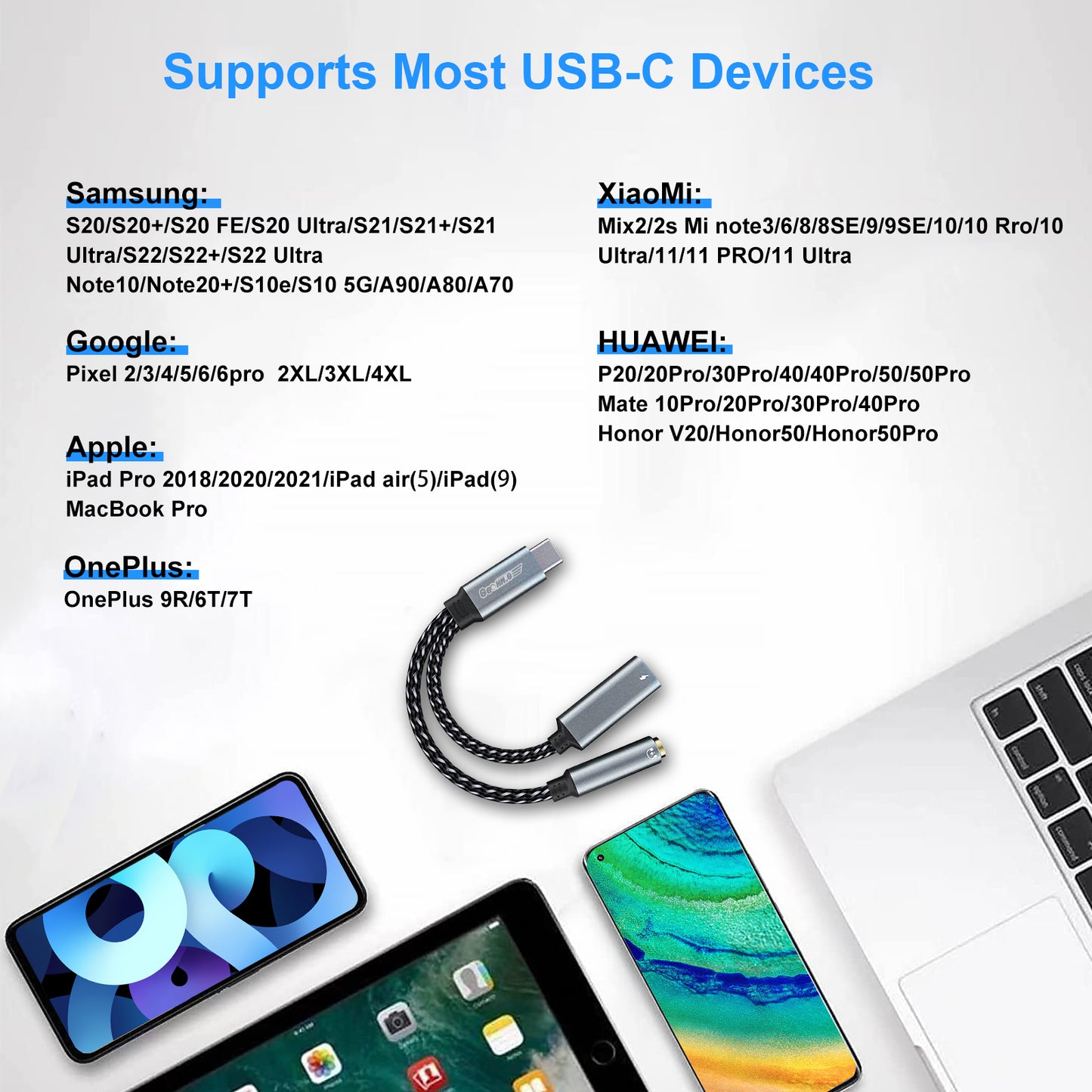 USB C to 3.5mm Headphone and Charger Adapter