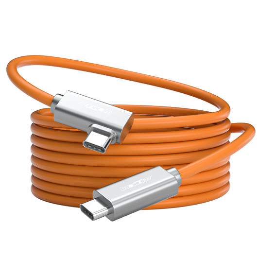 Fiber Optic USB C Tethering Cable, 10Gbps 60W Right Angle Tether Cord, Bidirectional Data Transfer&German SiliconLine Chip Long Camera Tether Cable, Zero Data Loss for Sony Canon Nikon Computer VR