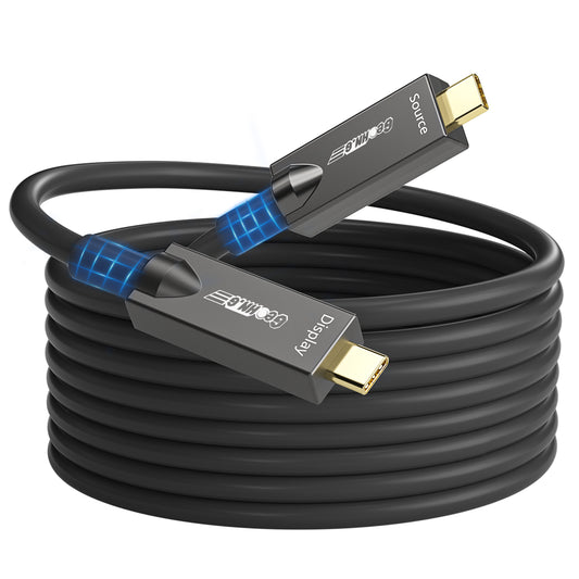USB C Fiber Optic Cable Full-Featured, 10Gbps, 4K@60Hz Video, PD 60W, DP 1.4 Alt Mode USB 3.2 Active Optical Cable