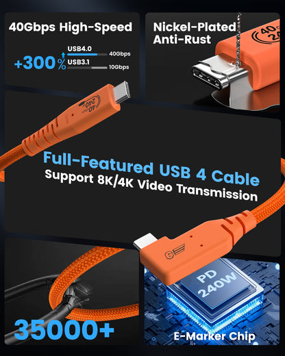 Right Angle USB C Tethering Cable for Fast Transfer and Connection Between Camera and Computer